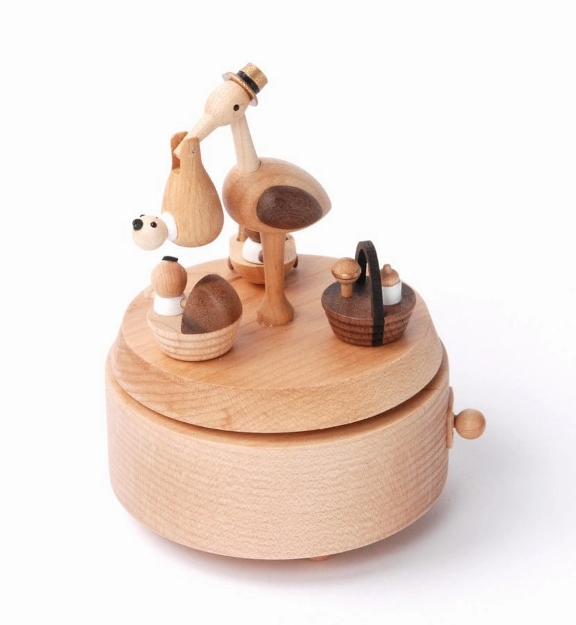Wooderful Life Baby Stork Delivery Music Box