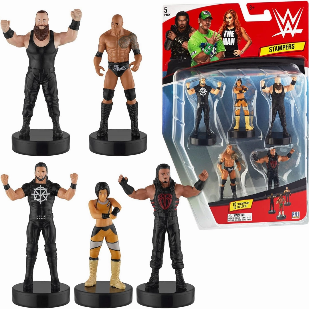 WWE stampers Blister & Deluxe - 5 (S1) ,Self-Inking WWE Figure Toys for Craft