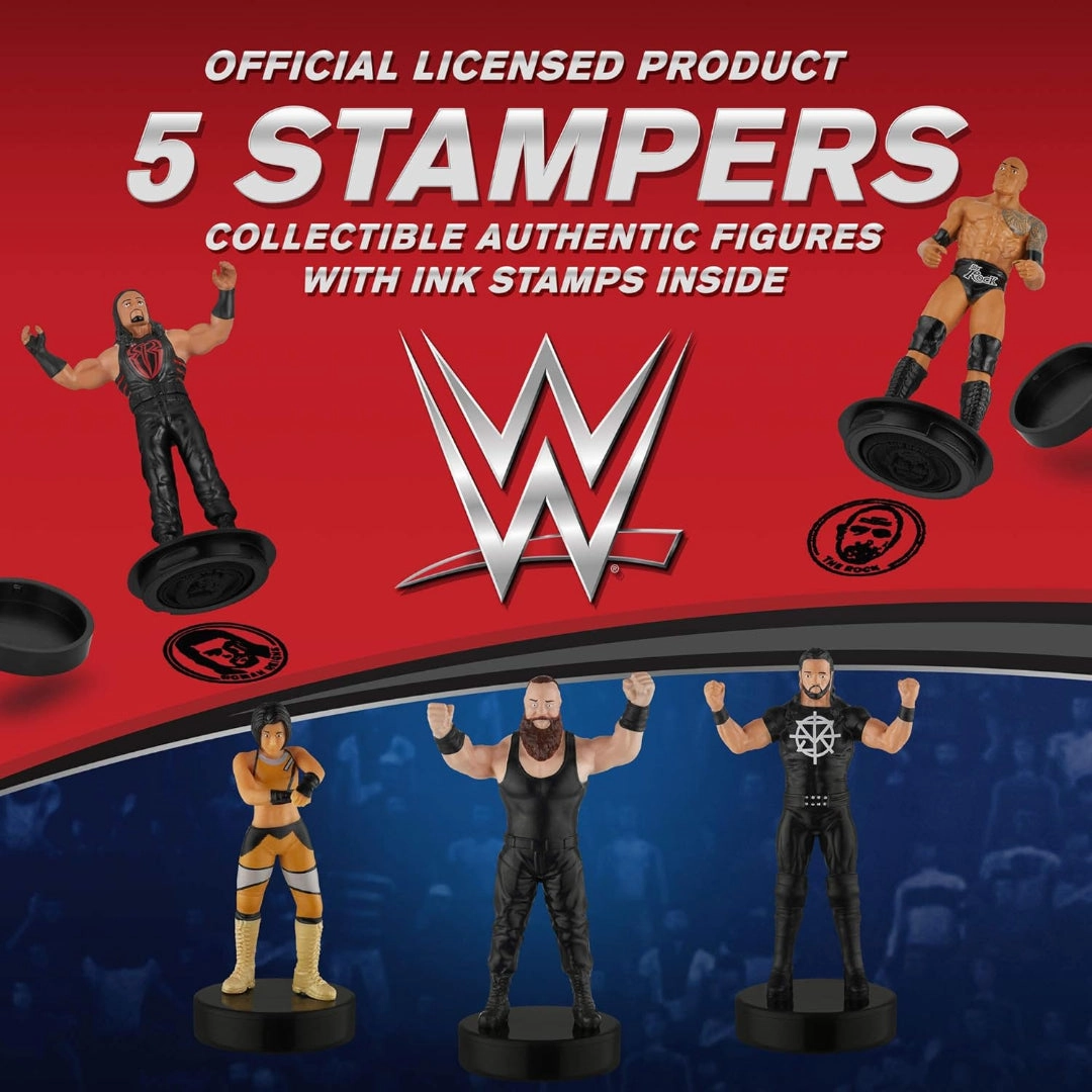 WWE stampers Blister & Deluxe - 5 (S1) ,Self-Inking WWE Figure Toys for Craft