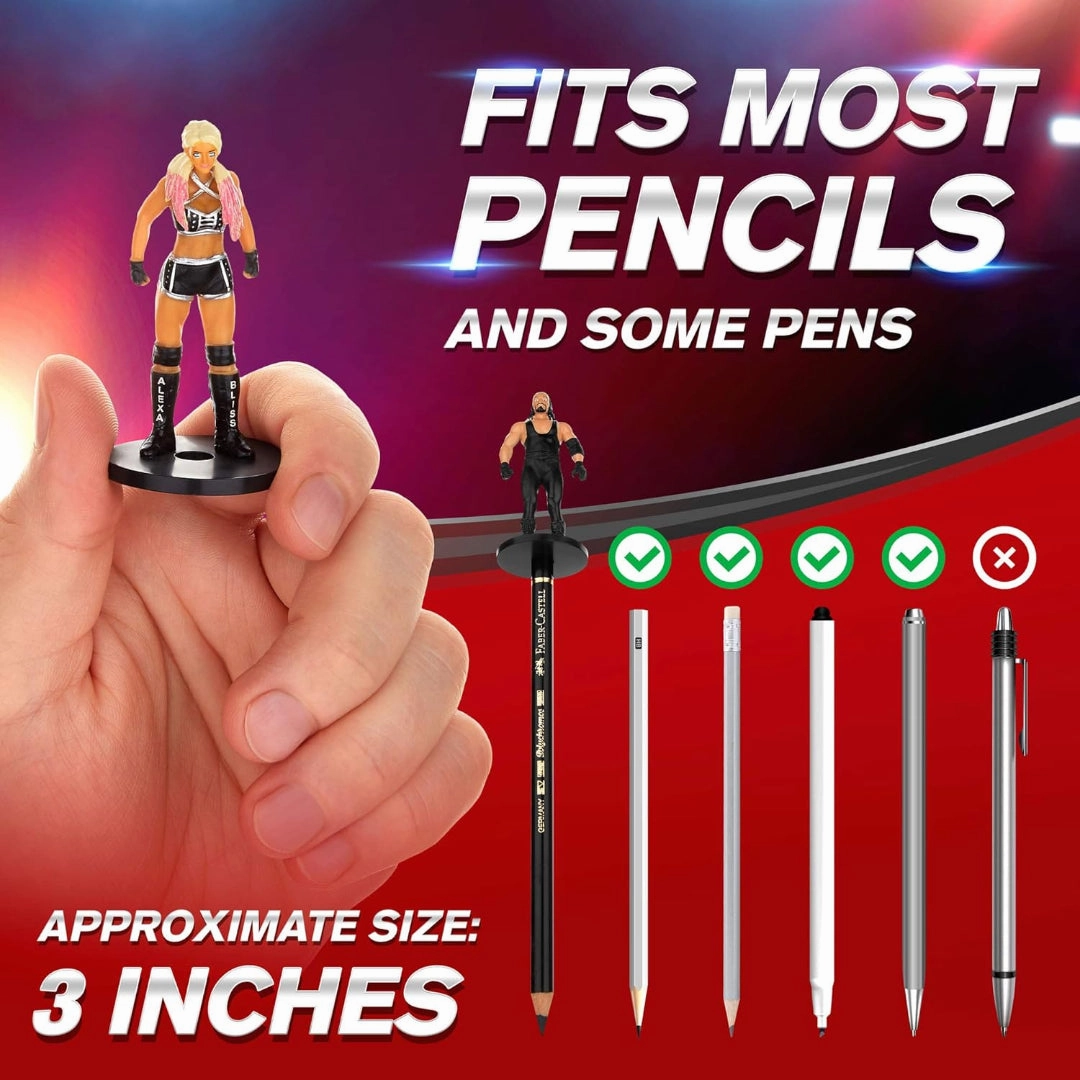 WWE Superstar Pencil Toppers, Set of 12  C Bray Wyatt, Undertaker, Becky Lynch, Braun Strowman and More
