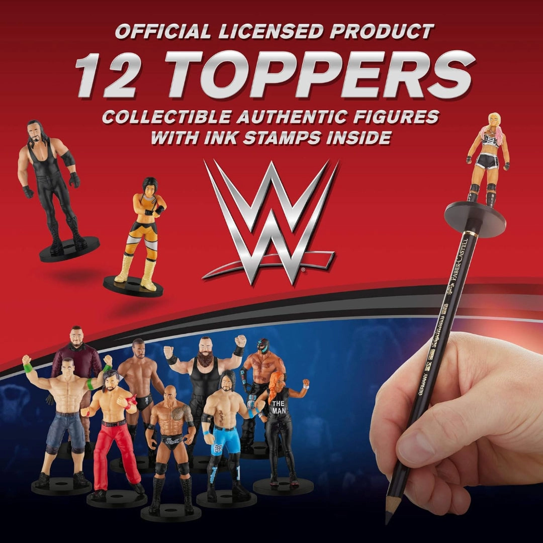 WWE Superstar Pencil Toppers, Set of 12  C Bray Wyatt, Undertaker, Becky Lynch, Braun Strowman and More