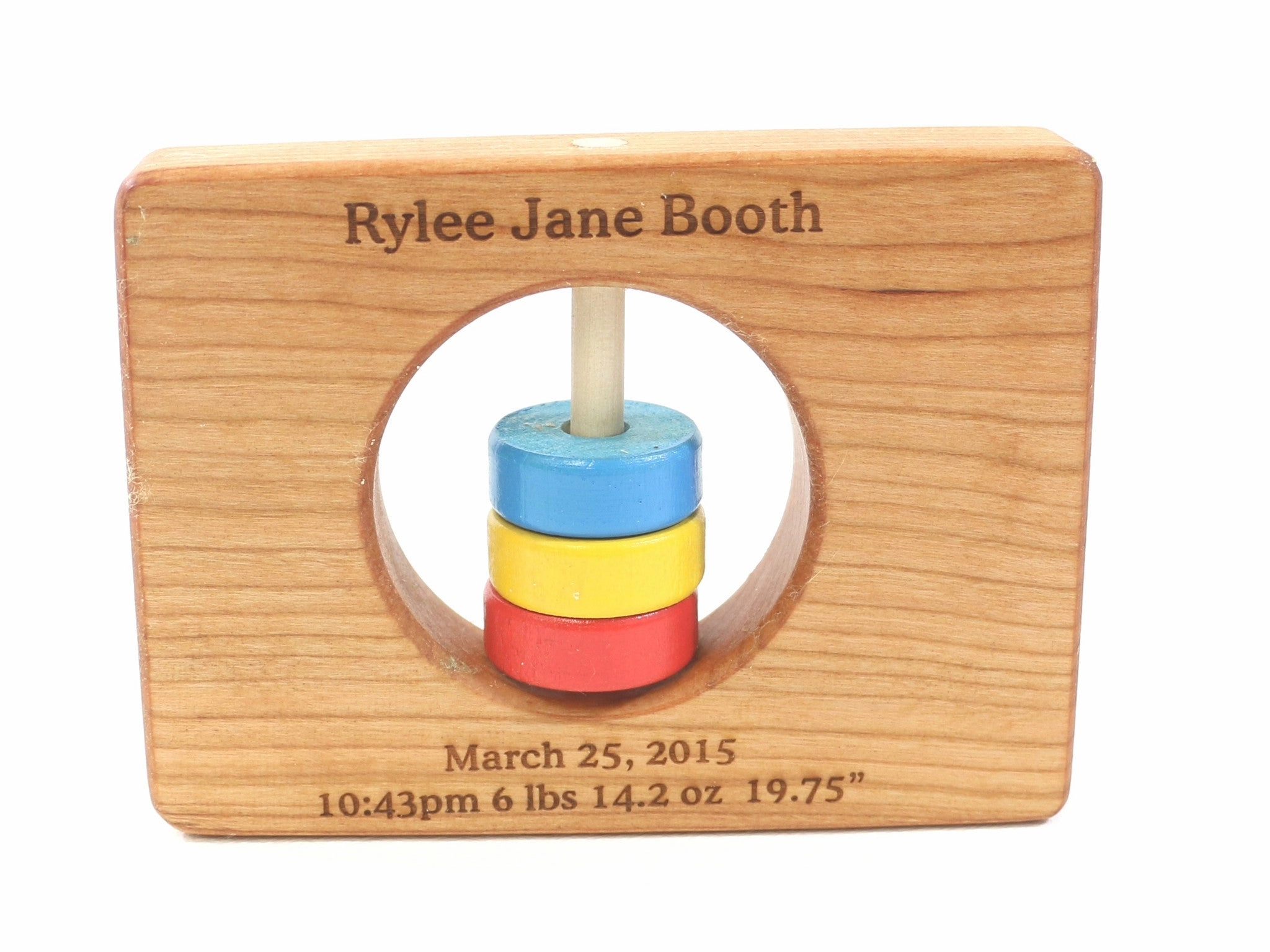 Wyoming State Wooden Baby Rattle